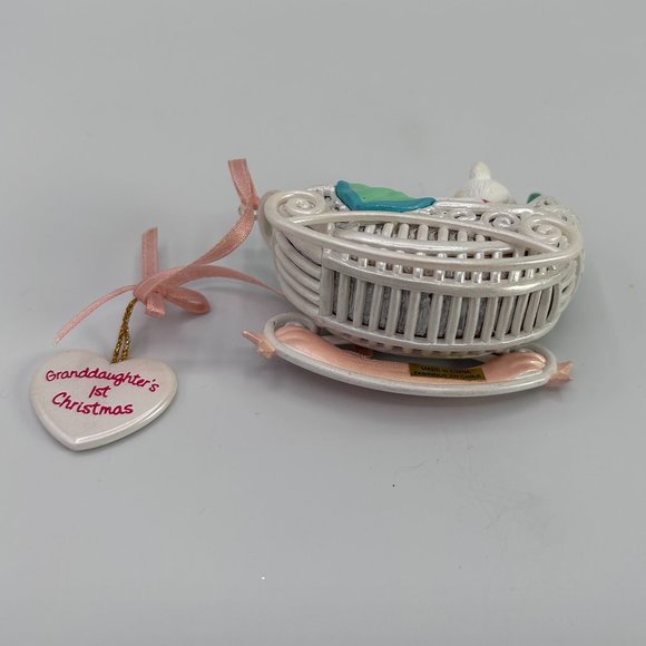 Vintage 2001 AGC Inc Teddy Bear Baby Granddaughter's 1st Christmas Tree Ornament - Picture 5 of 7